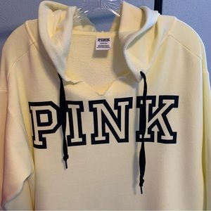 PINK Victoria’s Secret perfect split neck yellow hoodie, women’s large